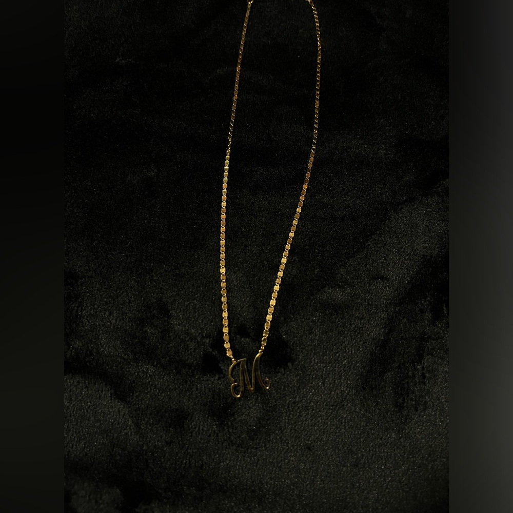 14k solid gold “M” Initial Necklace